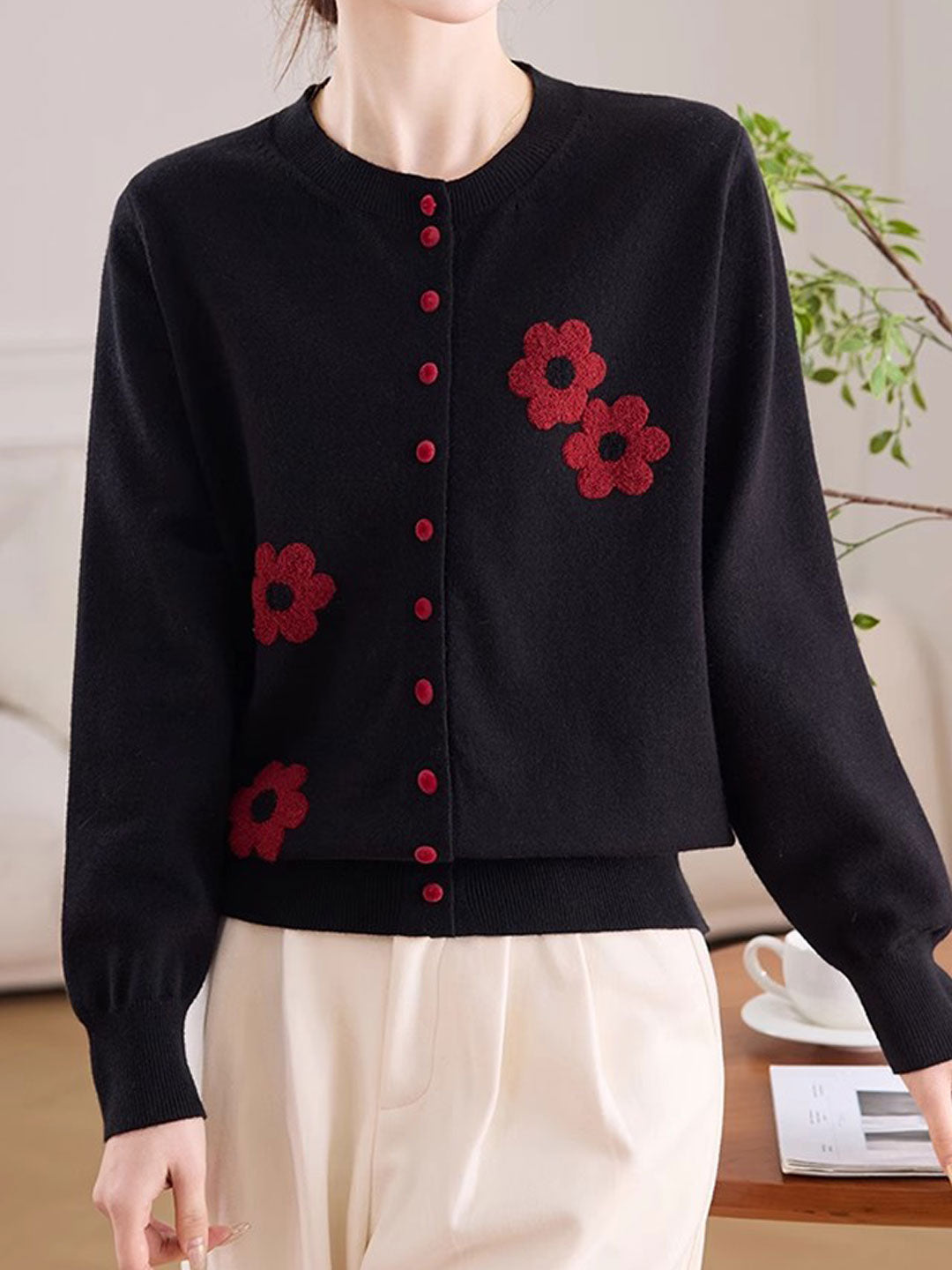 Destiny Daily Crew Neck Embroidered Knitted Cardigan - Image 14