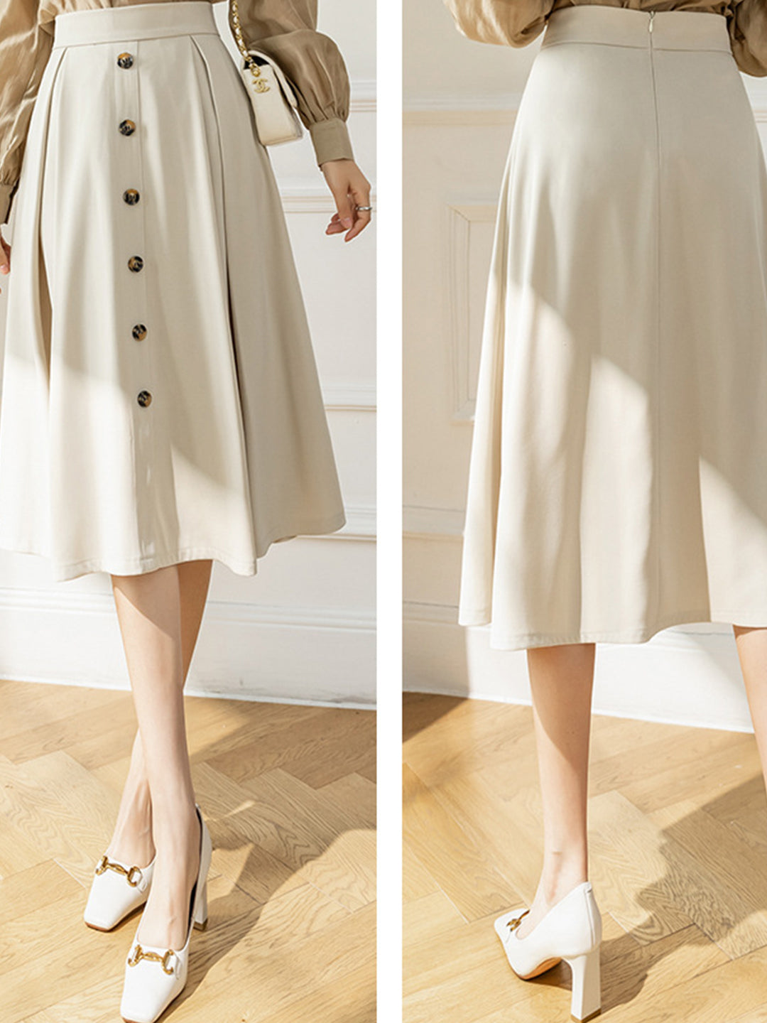 Caroline Elegant High Waist A-line Skirt - Image 3