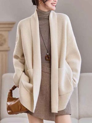 Emily Classic V-Neck Thick Knitted Coat