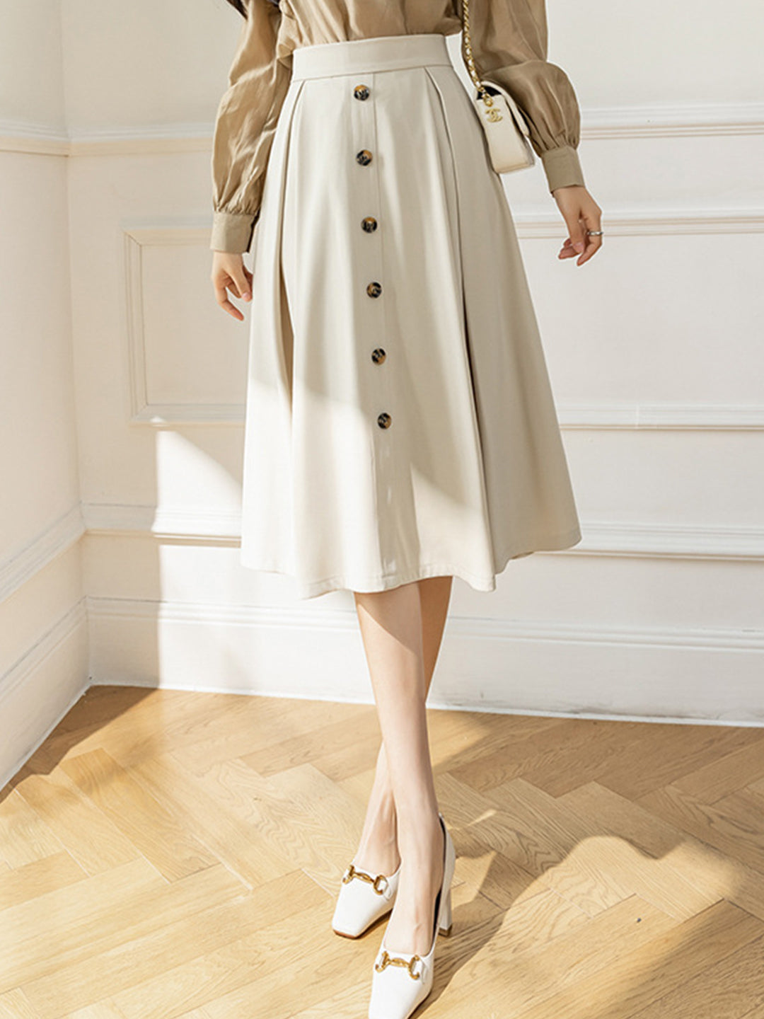 Caroline Elegant High Waist A-line Skirt - Image 12