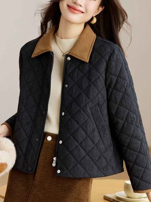 Natalie Classic Lapel Colorblocked Winter Coat