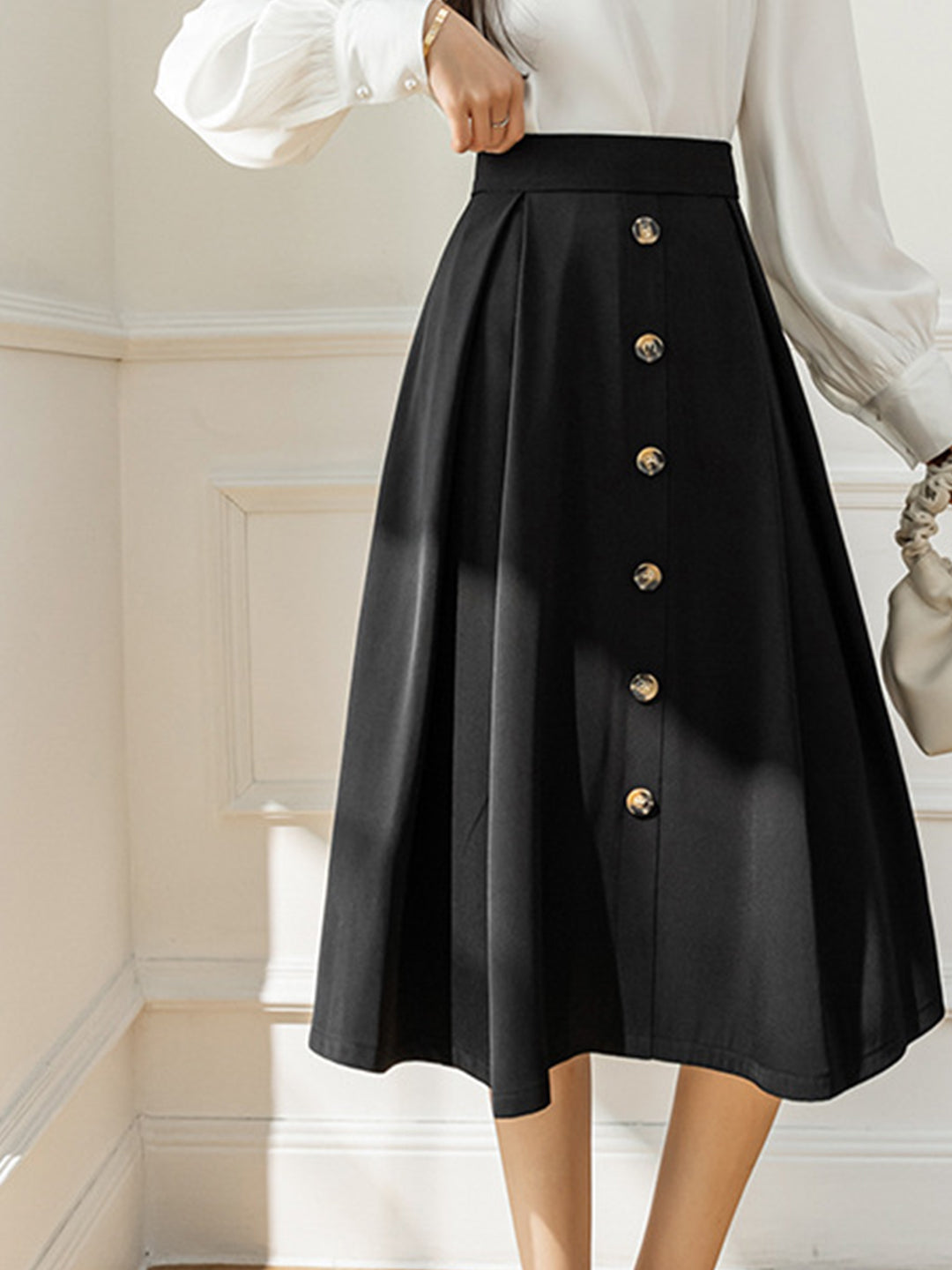 Caroline Elegant High Waist A-line Skirt - Image 7
