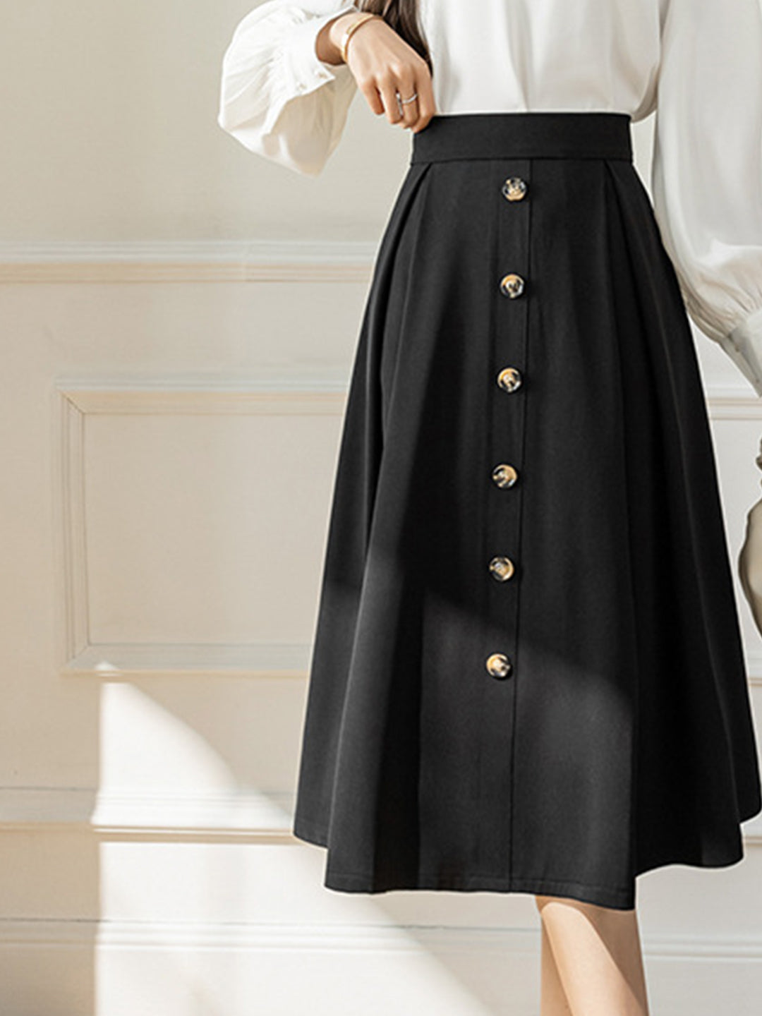 Caroline Elegant High Waist A-line Skirt - Image 11