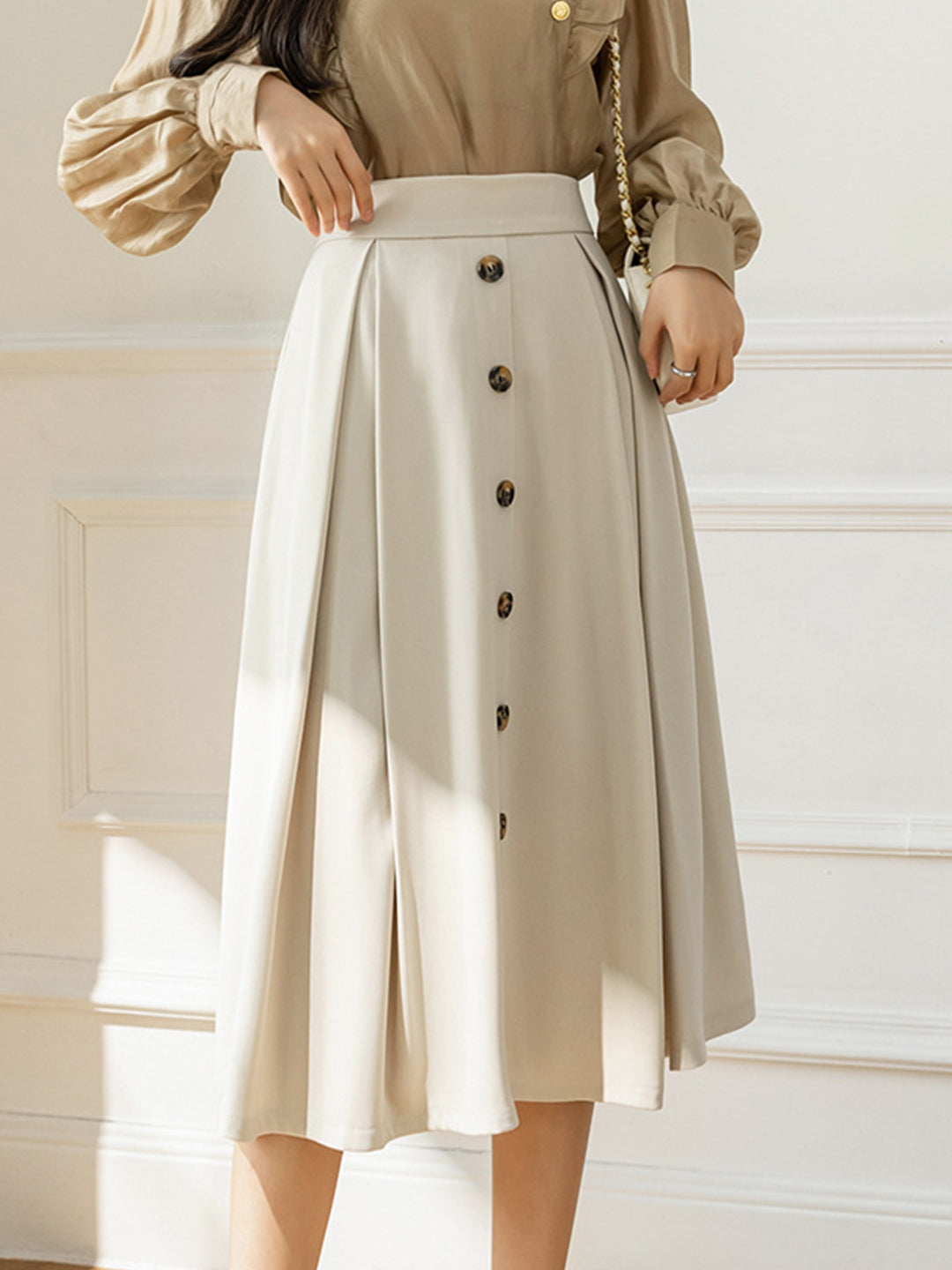 Caroline Elegant High Waist A-line Skirt - Image 2